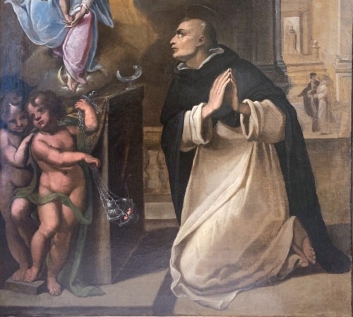 Tableaux et dessins Tableaux XVIIe siècle - Saint Hyacinthe dominicain, vision de la Vierge à Kiev, école toscane vers 1600