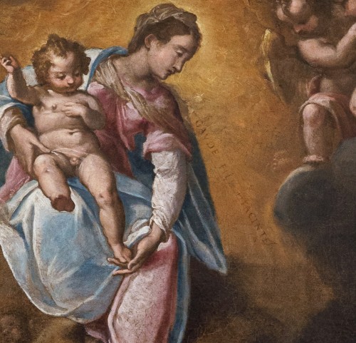 XVIIe siècle - Saint Hyacinthe dominicain, vision de la Vierge à Kiev, école toscane vers 1600