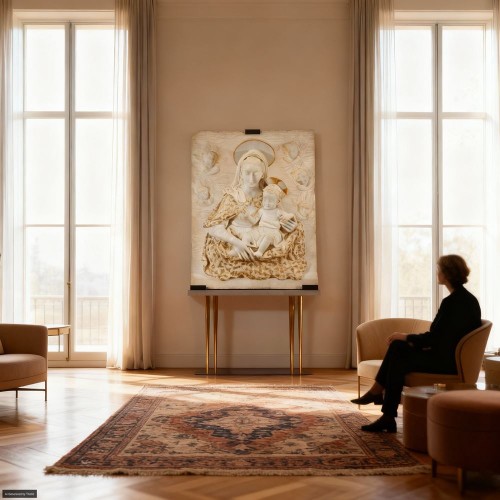 Madonna with Child and Cherub Heads, italian sculptor of the 19th century - 