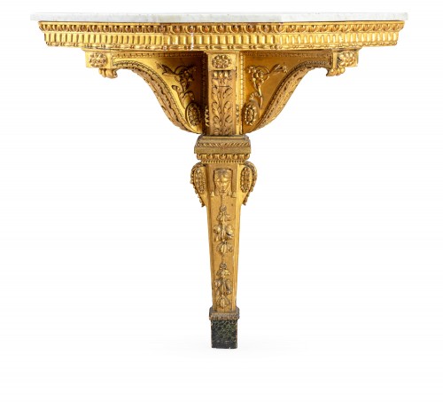 Hanging console in carved and gilded wood with neoclassical motifs, 18 th - Furniture Style Louis XVI