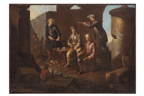 Giacomo Francesco Cipper dit Todeschini (1664 – 1736) - Scene with peasants