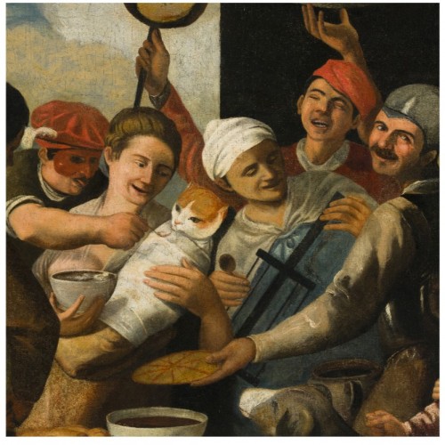 Lombard School of the 18th Century - Party with a swaddled cat - Paintings & Drawings Style 