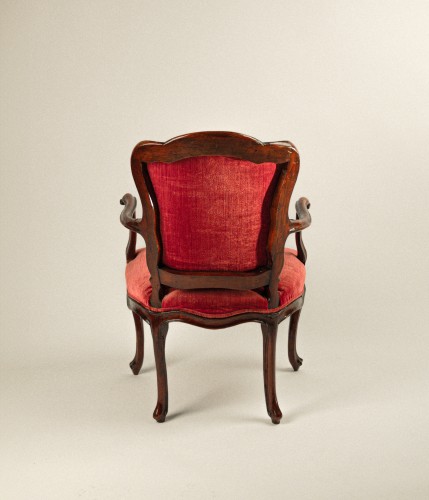 Seating  - Four walnut armchairs, Venice, mid-18th century