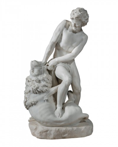 Carlo Romano (1810 - 1883) Samson  mauling the lion