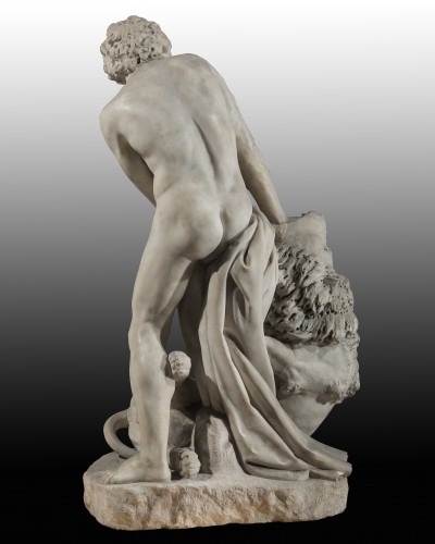 Carlo Romano (1810 - 1883) Samson  mauling the lion - Sculpture Style 