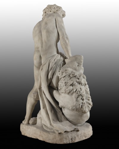 Sculpture  - Carlo Romano (1810 - 1883) Samson  mauling the lion