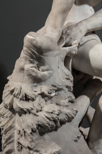 Carlo Romano (1810 - 1883) Samson  mauling the lion - 