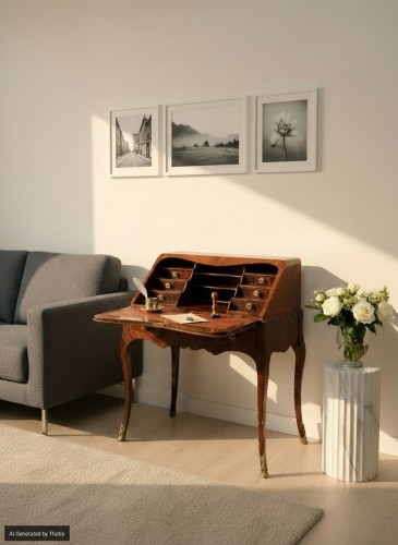 Petit bureau pliant en placage de bois de violette, Gênes, XVIIIe siècle - Louis XV