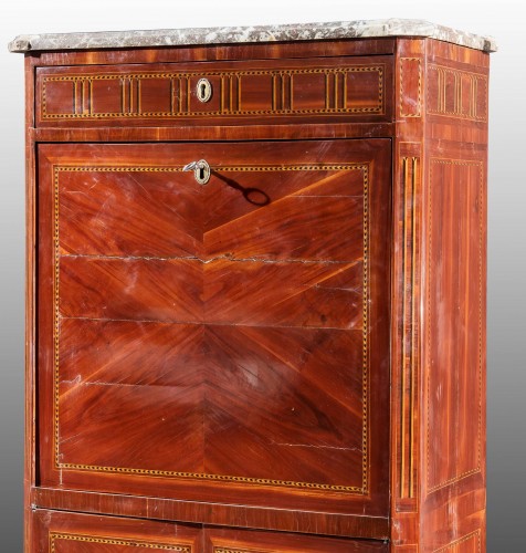 Furniture  - Secrétaire veneered in rosewood and different woods,France late 18th century