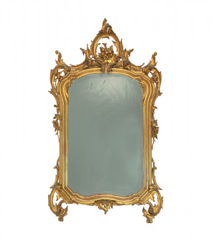 Miroir en bois sculpté et doré, Lombardie XIXe siècle