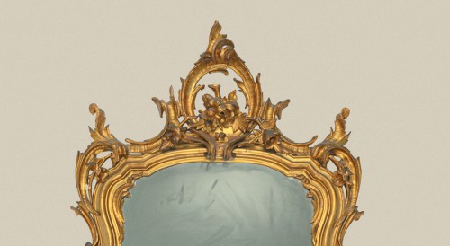 Mirror in carved and gilded wood, Lombard 19th century - Mirrors, Trumeau Style 