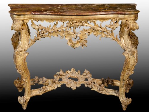 A carved and gilded wooden console table, Genoa mid-18th century - Furniture Style Louis XV