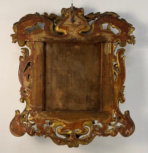 Carved, engraved and gilded wooden mirror, Tuscany early 18th century - Mirrors, Trumeau Style Louis XV