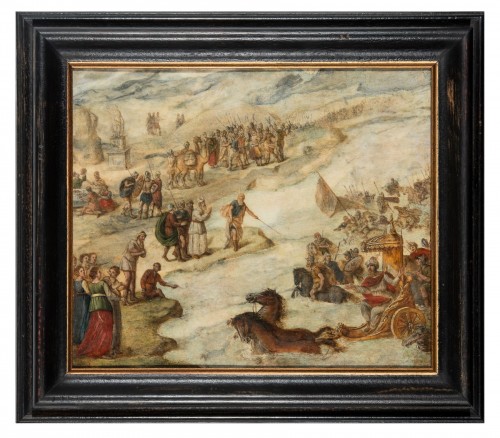 Moïse séparant les eaux de la mer Rouge, Italie 17e siècle cercle de Antonio Tempesta 