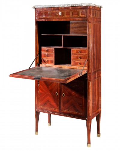 Secrétaire veneered in rosewood and inlaid in different woods, France, 18th