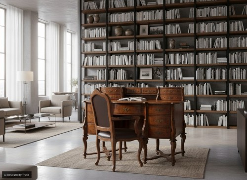  - A &quot;Mazarin&quot; desk in walnut and burl veneer, 18th century