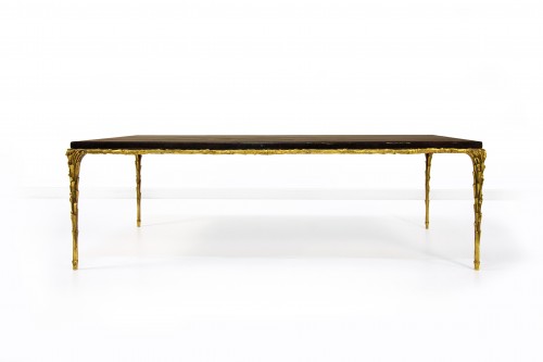 Table basse en bronze doré et bois laqué - Mobilier Style 