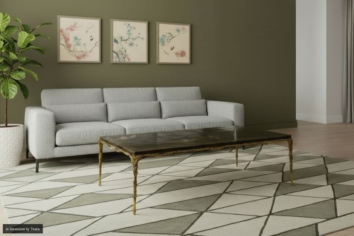  - Table basse en bronze doré et bois laqué