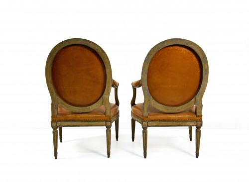 Pair of late 18th century lacquered wood armchairs stamped Georges Jacob - 