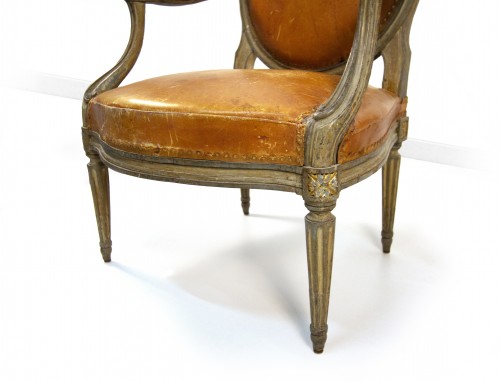 Louis XVI - Pair of late 18th century lacquered wood armchairs stamped Georges Jacob