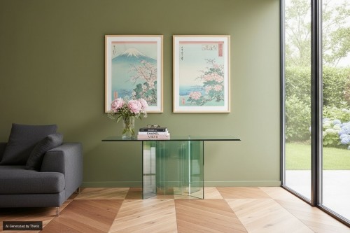 20th century - Clear crystal console, mid-20th century