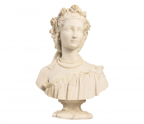 Francesco Romano (1833-1875) Jeune fille à la couronne de fleurs