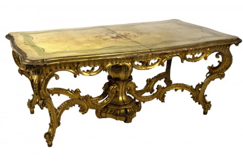 Table en bois sculpté doré et laqué, Lombardie XIXe siècle