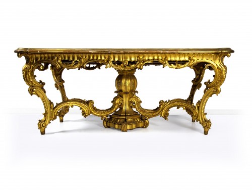 Table en bois sculpté doré et laqué, Lombardie XIXe siècle - Mobilier Style 