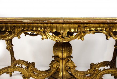 Table en bois sculpté doré et laqué, Lombardie XIXe siècle - 