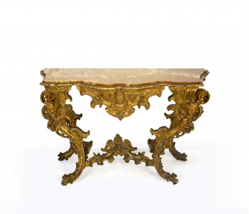 A carved and gilded wooden console table, 18th century - Furniture Style Louis XV