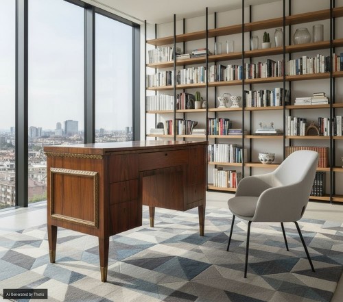  - Rosewood veneered desk, Italy early 19th century