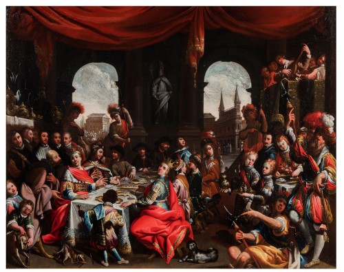 The Wedding Feast of Esther and Ahasuerus - Barbelli Gian Giacomo (1604-1656)