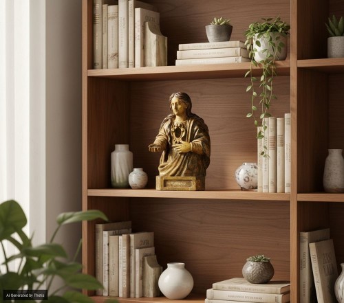 Antiquités - Sculpture-reliquaire en bois sculpté, laqué et doré, du XVIIe siècle