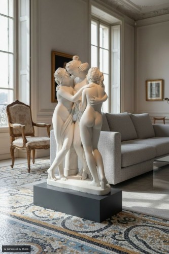19th century - The Three Graces (after Antonio Canova) Italian sculptor of the late 19th century 