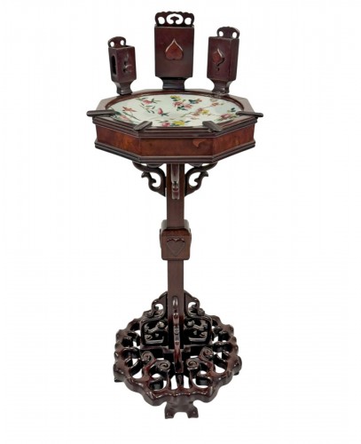 Gueridon fumoir en acajou, Chine seconde moitié du XIXe siècle