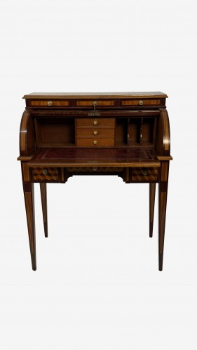 A central roller desk veneered in various woods, France, 20th century - Furniture Style 