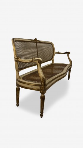 Louis XVI - Lacquered and gilded wooden sofa, late 18th century