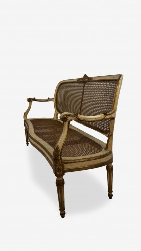 Antiquités - Lacquered and gilded wooden sofa, late 18th century