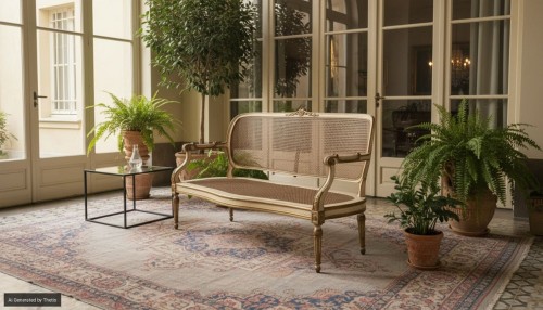 Antiquités - Lacquered and gilded wooden sofa, late 18th century