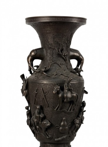 Paire de grands vases en bronze bruni, Japon, XXe siècle - Antichità Giglio