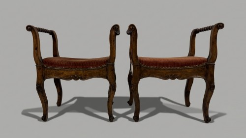 Seating  - Pair of 18th century walnut stools