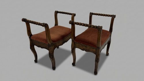 Pair of 18th century walnut stools - 