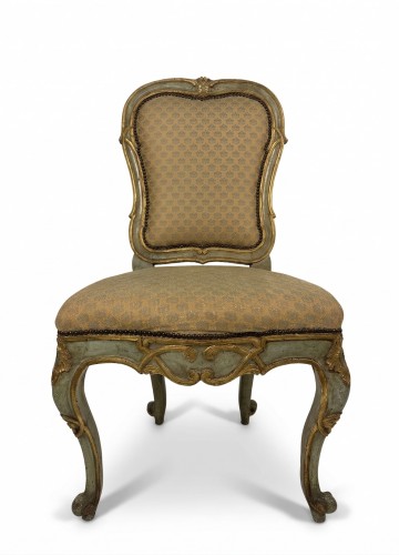 Set of nine green lacquered wooden chairs with gold trim, 18th century - Seating Style Louis XV