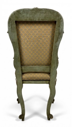 Set of nine green lacquered wooden chairs with gold trim, 18th century - Louis XV