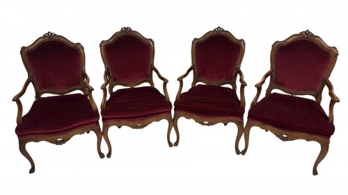 Four walnut armchairs, Venice 18th century