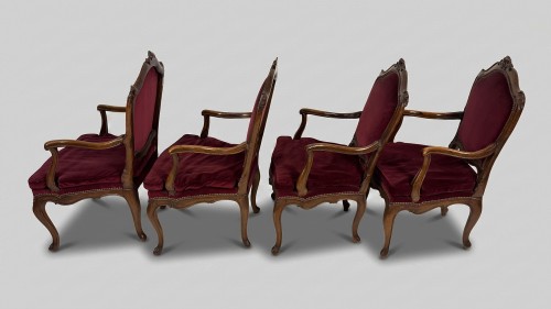 Seating  - Four walnut armchairs, Venice 18th century