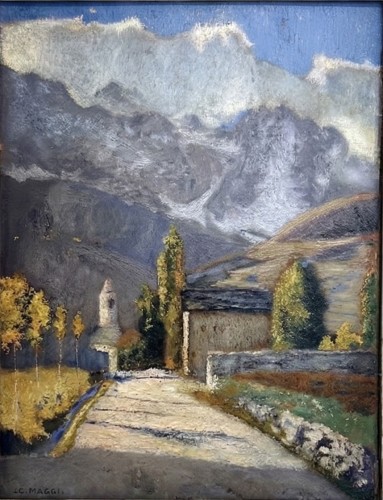 Cesare Maggi (1881 - 1961) Chemin de montagne - Antichità Giglio