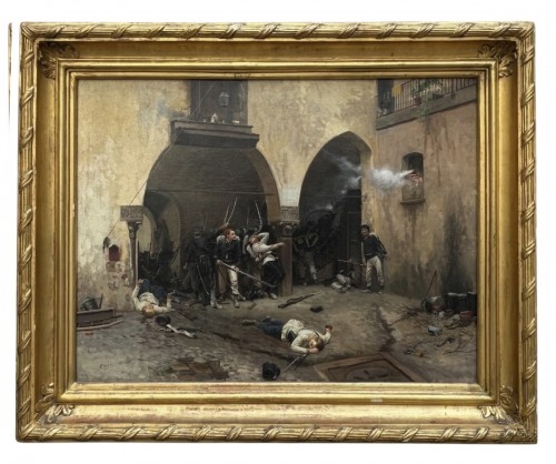 Camillo Corti, Embuscade de soldats dans une cour