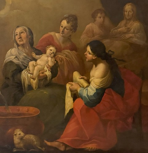 La Naissance de la Vierge, anonyme du XVIIIe siècle  - Tableaux et dessins Style 