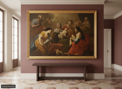 La Naissance de la Vierge, anonyme du XVIIIe siècle  - Antichità Giglio